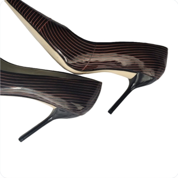 BCBGirls Black & Red Striped Patent Leather Stilettos- Like New - Picture 12 of 15